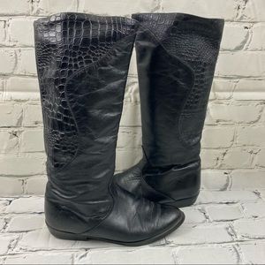Vintage black leather fleece lined boots